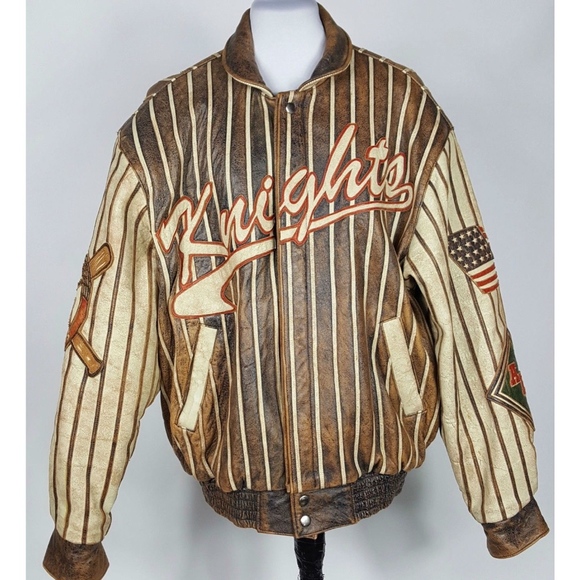 SOLD//SOLD// Vintage Leather Baseball Jacket - Picture 2 of 8